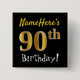 Badge Carré 5 Cm Noircissez, anniversaire d'or de Faux le