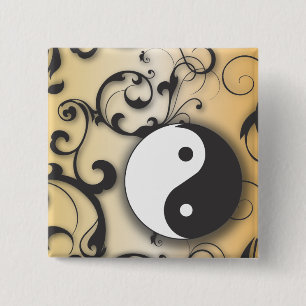 Badge Carré 5 Cm Noircissez avec Yin en bronze et Yang avec des