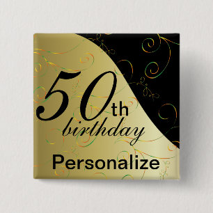 Badge Carré 5 Cm Nom de do-it-yourself et anniversaire d'âge