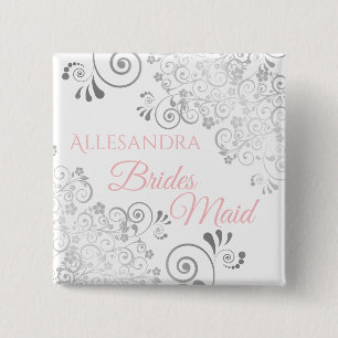 Badge Carré 5 Cm Nom de la servante mariage Étiquette Coloris rose