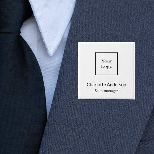 Badge Carré 5 Cm Nom de l'employé du logo de l'entreprise