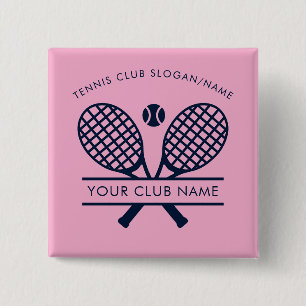 Badge Carré 5 Cm Nom de l'équipe de l'entraîneur du club de tennis