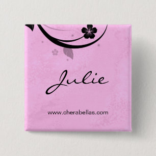 Badge Carré 5 Cm Nom du Spa du salon Bouton Bouton Broche rose-eau