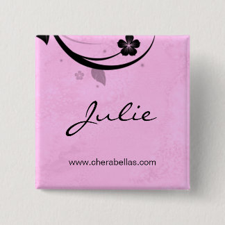 Badge Carré 5 Cm Nom du Spa du salon Bouton Bouton Broche rose-eau