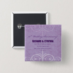 Badge Carré 5 Cm Noms personnalisés, 50e anniversaire de mariage po