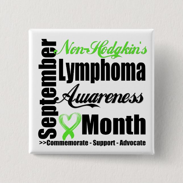 Badge Carré 5 Cm Non Hodgkins Lymphoma Sensibilisation Mois Plaidoy (Devant)
