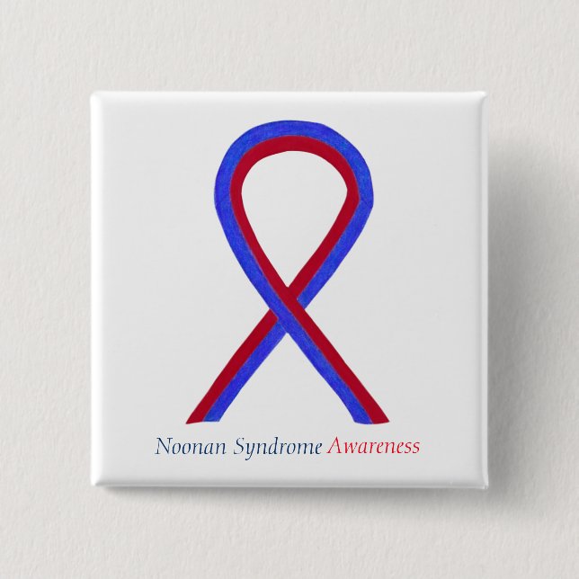 Badge Carré 5 Cm Noonan Syndrome Sensibilisation Ruban Boutons Pin (Devant)