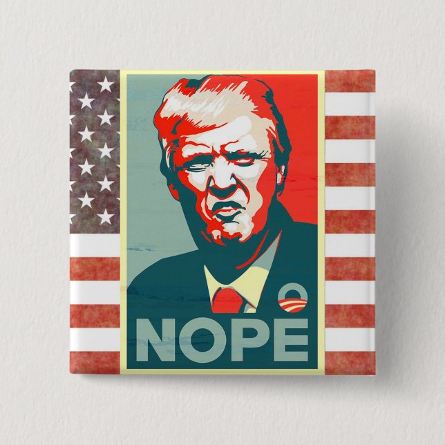 Badge Carré 5 Cm Nope à Donald Trump comme Président Button (Devant)