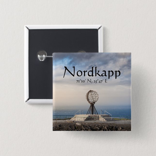 Badge Carré 5 Cm Nordkapp Norvège (Devant & derrière)