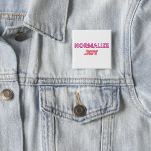 Badge Carré 5 Cm Normaliser Joy parties scintillant rose bulles