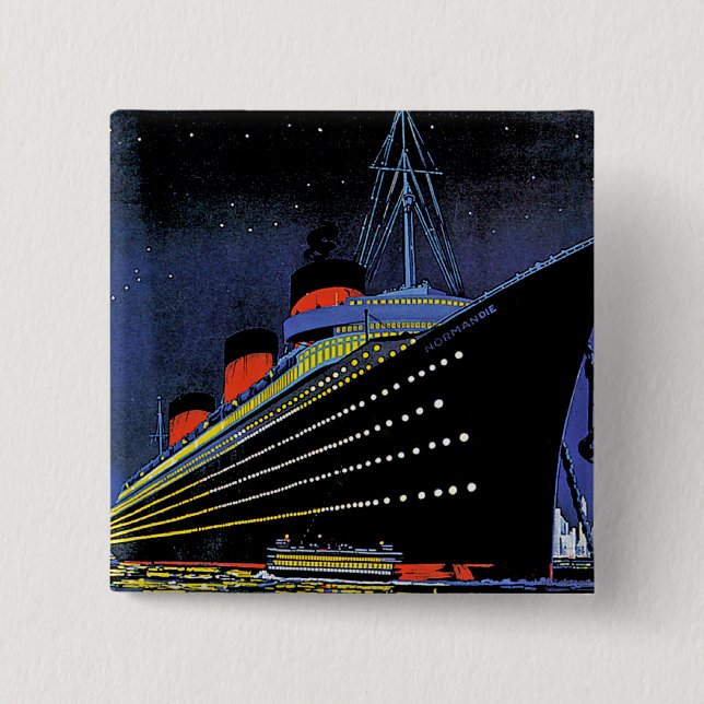 Badge Carré 5 Cm Normandie la nuit (Devant)