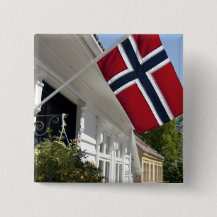 Badge Carré 5 Cm Norvège, Stavanger. Vue historique sur le centre-