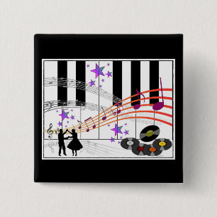 Badge Carré 5 Cm Nostalgie du sock Hop