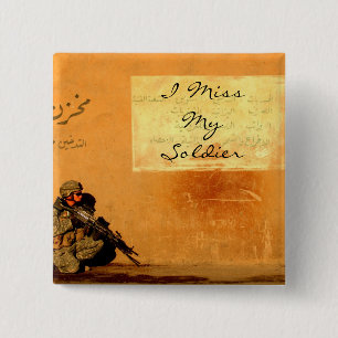 Badge Carré 5 Cm Note d'amour sur le soldat de militaires de mur