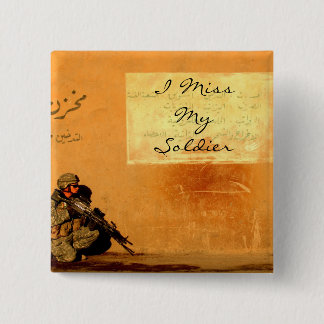 Badge Carré 5 Cm Note d'amour sur le soldat de militaires de mur