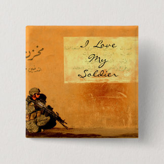 Badge Carré 5 Cm Note d'amour sur le soldat de militaires de mur