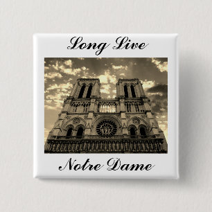 Badge Carré 5 Cm Notre Dame Paris France Cathédrale Vive
