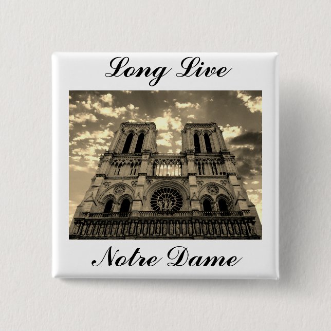 Badge Carré 5 Cm Notre Dame Paris France Cathédrale Vive (Devant)