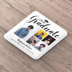 Badge Carré 5 Cm Notre diplômé   5 Diplôme photo