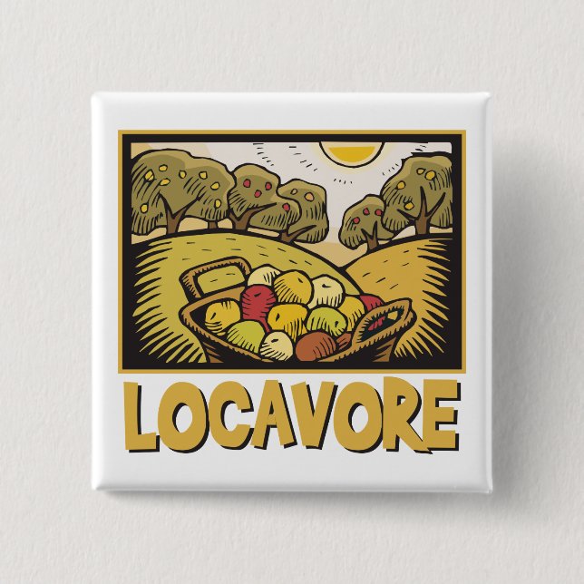 Badge Carré 5 Cm Nourriture lente de Locavore (Devant)