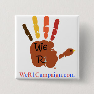Badge Carré 5 Cm Nous bouton de main du thanksgiving R1