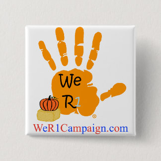 Badge Carré 5 Cm Nous bouton orange de la main R1 (de Halloween)