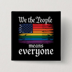 Badge Carré 5 Cm Nous Le Peuple Signifie Tout Le Monde Drapeau USA 