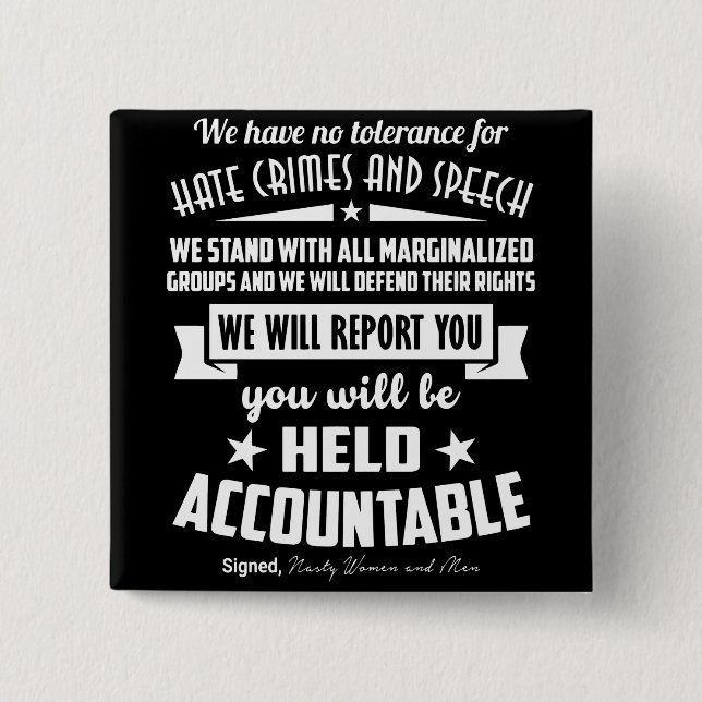 Badge Carré 5 Cm Nous n'avons aucune tolérance pour le bouton de (Devant)