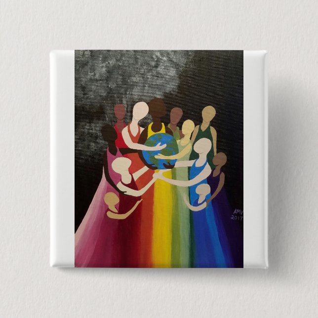 Badge Carré 5 Cm Nous Ne Regarderons Pas Le Monde Brûler La Pin (Devant)