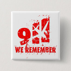 Badge Carré 5 Cm Nous nous rappelons "911" le 10ème bouton