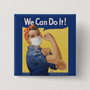 Badge Carré 5 Cm Nous Pouvons Le Faire ! Rosie le bouton Riveter 20