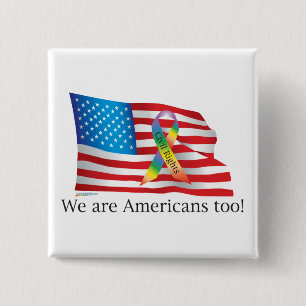 Badge Carré 5 Cm Nous sommes Amercians aussi ! Bouton