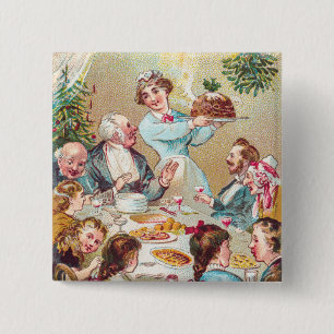Badge Carré 5 Cm Nous vous souhaitons à tous un joyeux Noël - Carte