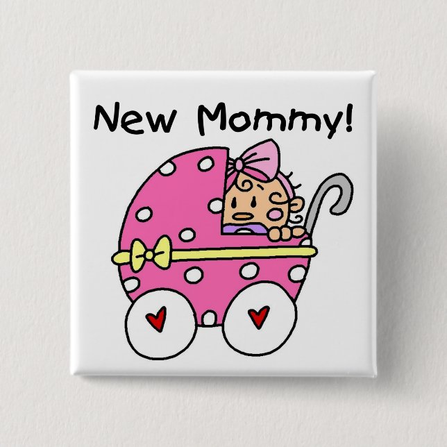 Badge Carré 5 Cm Nouveau bébé maman Tshirts et cadeaux (Devant)