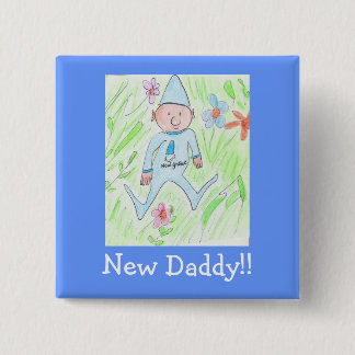 Badge Carré 5 Cm nouveau gnome, nouveau papa ! !
