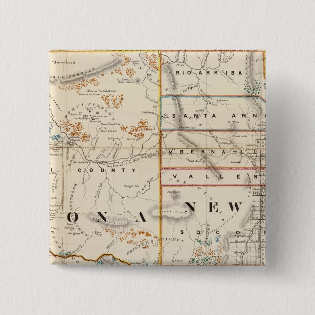 Badge Carré 5 Cm Nouveau-Mexique, Arizona (Devant)