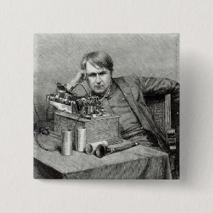 Badge Carré 5 Cm Nouveau phonographe de Mr.Edison