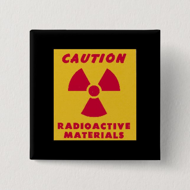 Badge Carré 5 Cm Nouveauté de matériaux radioactifs (Devant)