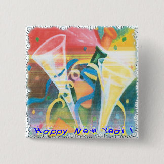 Badge Carré 5 Cm Nouvelle année peinte