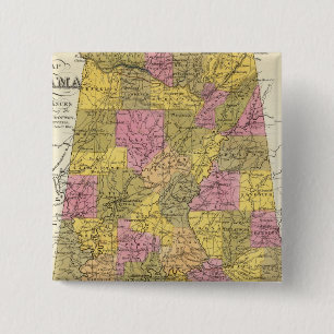 Badge Carré 5 Cm Nouvelle Carte De L'Alabama