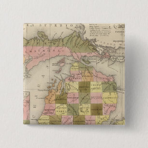 Badge Carré 5 Cm Nouvelle Carte Du Michigan