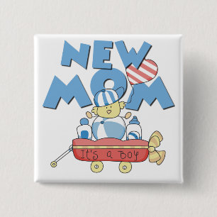 Badge Carré 5 Cm Nouvelle maman C'est un garçon Tshirts et cadeaux