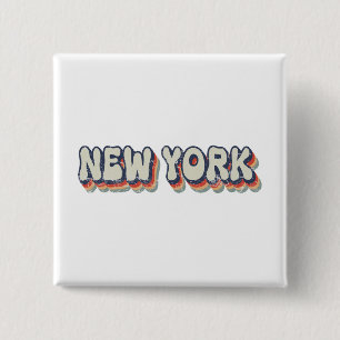 Badge Carré 5 Cm Nouvelle York Rétro Années 80 Chrome City