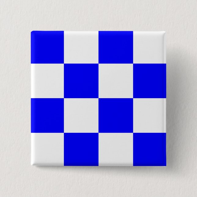 Badge Carré 5 Cm NOVEMBER Blue White Checkered Square (Devant)