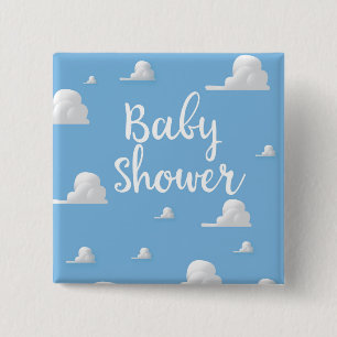 Badge Carré 5 Cm Nuage Blanc Gonflé Baby Shower