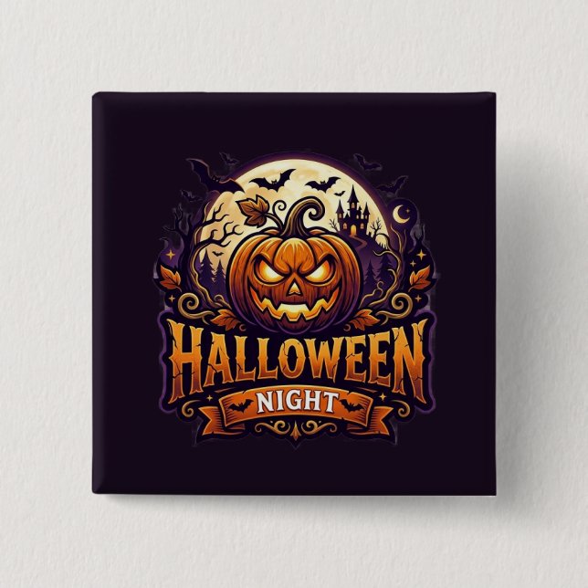 Badge Carré 5 Cm Nuit d'Halloween (Devant)
