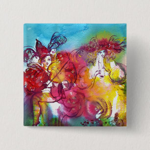 Badge Carré 5 Cm NUIT DU CARNAVAL / Mascarade vénitienne, Musique d