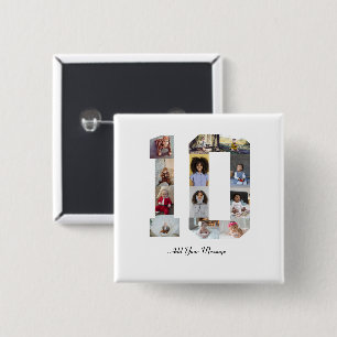 Badge Carré 5 Cm Numéro 10 Photo Collage Poster