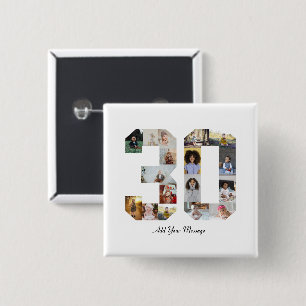 Badge Carré 5 Cm Numéro 30 Collage photo