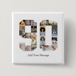 Badge Carré 5 Cm Numéro 90 - Collage photo